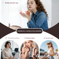 Miroir de maquillage portable en forme de cœur, style influenceur, avec lumière LED intégrée, haute définition, pliable, cadre en plastique, miroir compact, cadeau