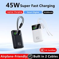 Module de batterie externe ultra-mince à charge rapide 45W, chargeur de téléphone 4-en-1 65W, Powerbank 30000mAh pour charger un ordinateur portable 20000mAh