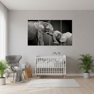 Elegant <b>Elephant</b> Mom and Baby Print: Printed Canvas Nursery Art,SET OF 4 CANVAS - Product Image 3