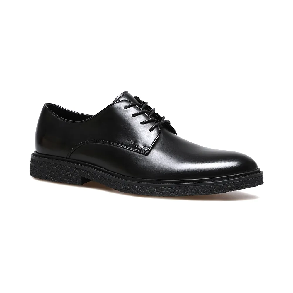 Formal Black Shoe Party Wear Black Genuine Leather Formal Derby Dress Shoes For Men
