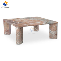 Table basse en marbre blanc naturel poli, luxe moderne, cadre en acier inoxydable doré, table centrale pour salon, petit appartement