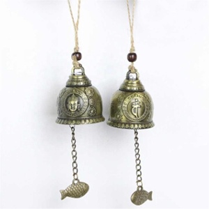 2 pz campanello con modello di statua di <span class=keywords><strong>Buddha</strong></span> benedicente carillon a vento Feng Shui per buona fortuna decorazione appesa per auto a casa nuova - Product Image 6