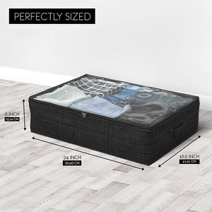 3-Pack Ultra Thick Fabric Underbed Clothing Organizer Under Bed Storage Bags for Bedroom