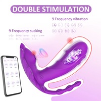 3-in-1 Mini-Dildo mit Klitoris-Saugfunktion und G-Punkt-Stimulation, Tragbare Höschen mit App-Fernbedienung, Vibrator IPX7 Wasserdicht USB-Aufladbar