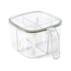 Spice Jar <b>Kitchen</b> <b>Container</b> Set Four Compartment Airtight Lid Solid Seasonings <b>Storage</b> - Product Image 2