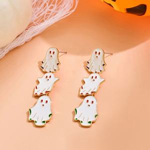 Pendientes de Fantasma Retro de la Colección Little Ghost, Lindos Pendientes de Fantasma para Halloween, Venta al por Mayor de Fábrica para Europa y Estados Unidos, Aleación Principal - Product Image 3