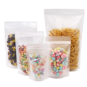 Sacchetto Richiudibile <span class=keywords><strong>Trasparente</strong></span> Opaco per Alimenti, Busta Riutilizzabile <span class=keywords><strong>in</strong></span> <span class=keywords><strong>Plastica</strong></span> Personalizzata con Zip - Product Image 1