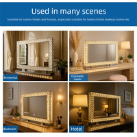 Miroir Mural de Luxe LED pour Salle de Bain, Miroir de Maquillage à Lumière LED, Vanity en Cristal Diamant pour Salon de Beauté