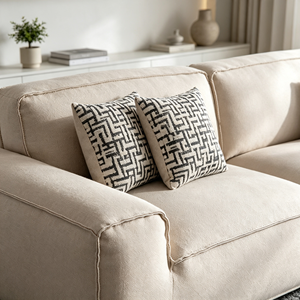 Sofá Moderno Minimalista de Tela de Tres Plazas con Respaldo Acolchado, Brazos Acolchados y Patas de Madera, Mueble Tapizado para Sala de Estar - Product Image 6