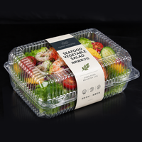 Conteneur en PET transparent de 1800 ml, boîte alimentaire en plastique jetable transparente pour salade de fruits, collation, sans BPA