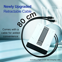 Chargeur mural GaN 20W avec câbles rétractables intégrés Type C et 2.4A, chargeur rapide PD, adaptateur secteur de voyage, directement de l'usine, prêt pour le voyage