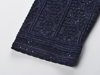 Ensemble 2 pièces tricoté uni pour femme : Cardigan à col rond et manches trois quarts en tissu Lustrin, et jupe longue sirène