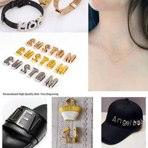 Kingming 3/ 4inch (20 mm) 29 mm open metal sliding <b>letter</b> charm, available in rose gold/ gold / silver colors - Product Image 6