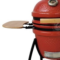 Pemanggang Arang Keramik Kamado 15 Inci Bentuk Telur dengan Termometer untuk Memasak di Luar Ruangan