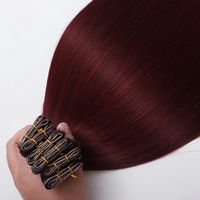 Trame invisible de papillon de génie des deux côtés 100% extensions de cheveux humains vierges crus injectés XO trous trame cheveux Remy russes 99J