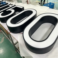 Enseigne lumineuse LED 3D extérieure en acier inoxydable, logo d'entreprise personnalisé illuminé pour restaurant, pizzeria, magasin