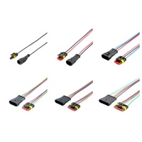 Soket Steker Terpasang Kabel Isolasi PA66 Seri AMP 1.5, Konektor HID Otomotif Tahan Air 1/2/3/4/5/6-Pin Jantan-Betina