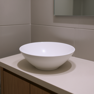 Lavabo de Cerámica para Baño, Lavabo Redondo con Acabado Brillante, Diseño Minimalista - Product Image 2