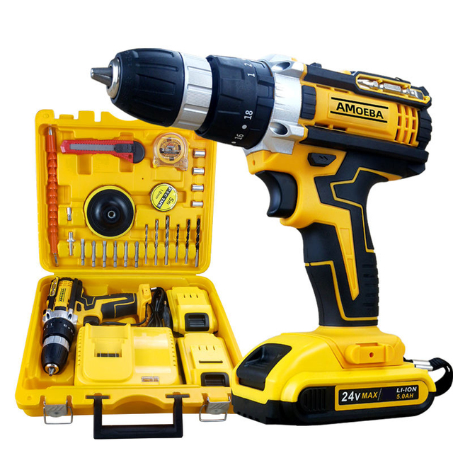 Fashion Digital Angle Machine 24V DC Cordless Impact Drill Set OEM 30mm