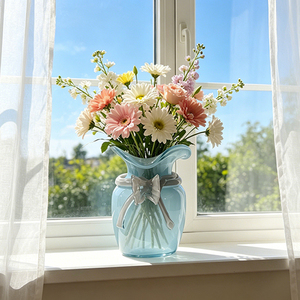 Vase à fleurs en verre en forme <span class=keywords><strong>de</strong></span> sac cadeau avec nœud décoratif pour bureau, <span class=keywords><strong>rebord</strong></span> <span class=keywords><strong>de</strong></span> fenêtre et décoration intérieure - Product Image 5