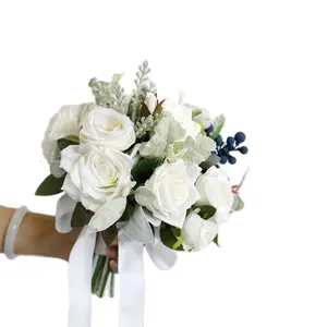 Wholesale White Rose bridesmaids wedding bouquet flowers at home bouquets