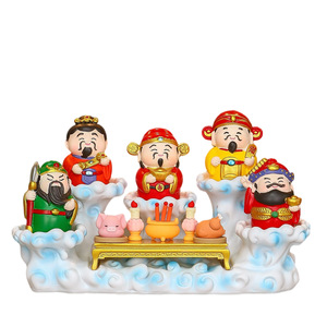 Ensemble de figurines en résine des cinq dieux de la richesse avec base nuageuse, décoration du Nouvel An chinois pour la maison, le salon, l'entrée, cadeau - Product Image 5