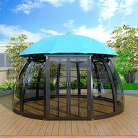 Tente de luxe PC Dome Glamping avec ventilateur d'extraction et éclairage LED Application extérieure Conception de la ventilation du fabricant