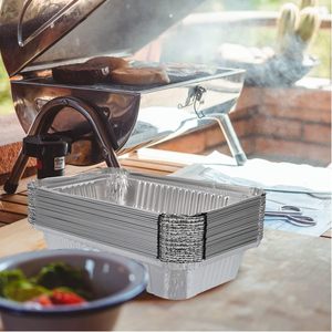 Caja rectangular desechable de papel de aluminio para almuerzo, bandeja de aluminio para hornear pasteles con tapa, para pizza, para catering - Product Image 5