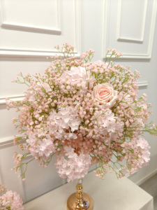 การจัดดอกไม้ประดิษฐ์สีชมพูทรงกลมสำหรับตกแต่งหน้าต่างคริสต์มาส ผ้าดอกไม้สำหรับงานแต่งงาน ของตกแต่งกลางโต๊ะ - Product Image 5