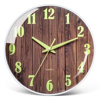 Horloge murale lumineuse imprimée en bois, décoration de la maison, salon, horloge simple silencieuse créative LCD affichage de la température et de l'humidité q unique