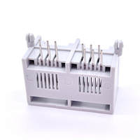 Conector Soulin RJ11 1X2 Puertos, Doble Enchufe, 90 Grados, Perforación Directa, Plástico, Sin Luz, Gris, Puerto Ethernet 6P6C