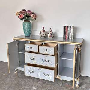 Armoire de rangement en bois massif de luxe léger, design traditionnel antique, grande capacité pour l'entrée et le salon - Product Image 3