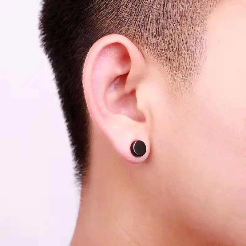Korean fashion classic Magnet earrings punk black titanium steel fake-earrings without pierced ear clips