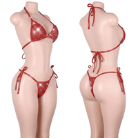 Ensembles de lingerie deux pièces brillants à pois et sequins, tenues de danse exotique, ensembles pour festivals et soirées, vêtements pour adultes pour club et serveuses de bouteilles