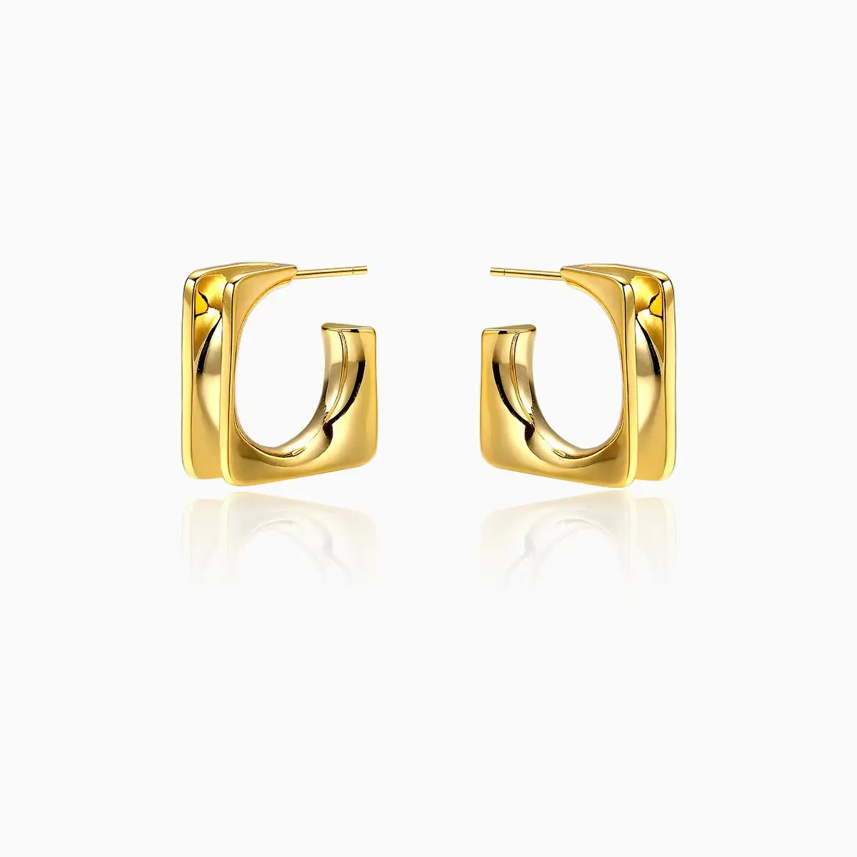 Trendy Gold Color Geometric Square Hoop Earrings for Women Elegant Metal Dangle Earrings Wedding Jewelry Wholesale