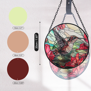 Attrape-soleil en verre Art Déco Colibri marron 25 cm, Décoration florale à suspendre à la fenêtre, Décoration de printemps, Cadeau pour les amateurs de jardin - Product Image 2