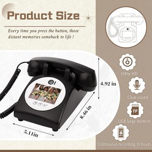 Venta superior claro recargable Video rotatorio Audio mensaje libro con cable teléfonos para amigos grabación Vintage Cámara parodia antigua - Product Image 3