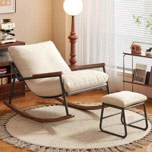 เก้าอี้โยกสมัยใหม่ เก้าอี้โซฟาเดี่ยวสำหรับห้องนั่งเล่น เก้าอี้เอนหลังสำหรับผู้ใหญ่ เก้าอี้โซฟาพักผ่อนสำหรับระเบียง เก้าอี้พักผ่อนแบบง่าย โครงโลหะ - Product Image 3