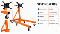 Support moteur 6 roues 2000 lb en carbone avec tête rotative, outil de réparation automobile mobile pour garage et atelier, OEM CE Voiture & Moto
