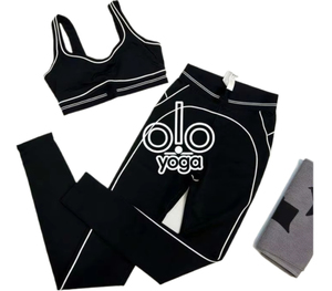2026 Aol0 Two-Piece Contrasting Colors Sports Set with Bra <strong>Leggings</strong> Comfortable Elastic Breathable Spandex Polyester Yoga Sets - Product Image 2