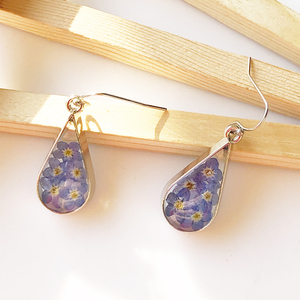 หยดน้ําที่กําหนดเองทําด้วยมือราคาขายส่งตะขอหยดน้ําสแตนเลสขโมยลืมฉันไม่ใช่ต่างหูดอกไม้เรซิ่น - Product Image 1