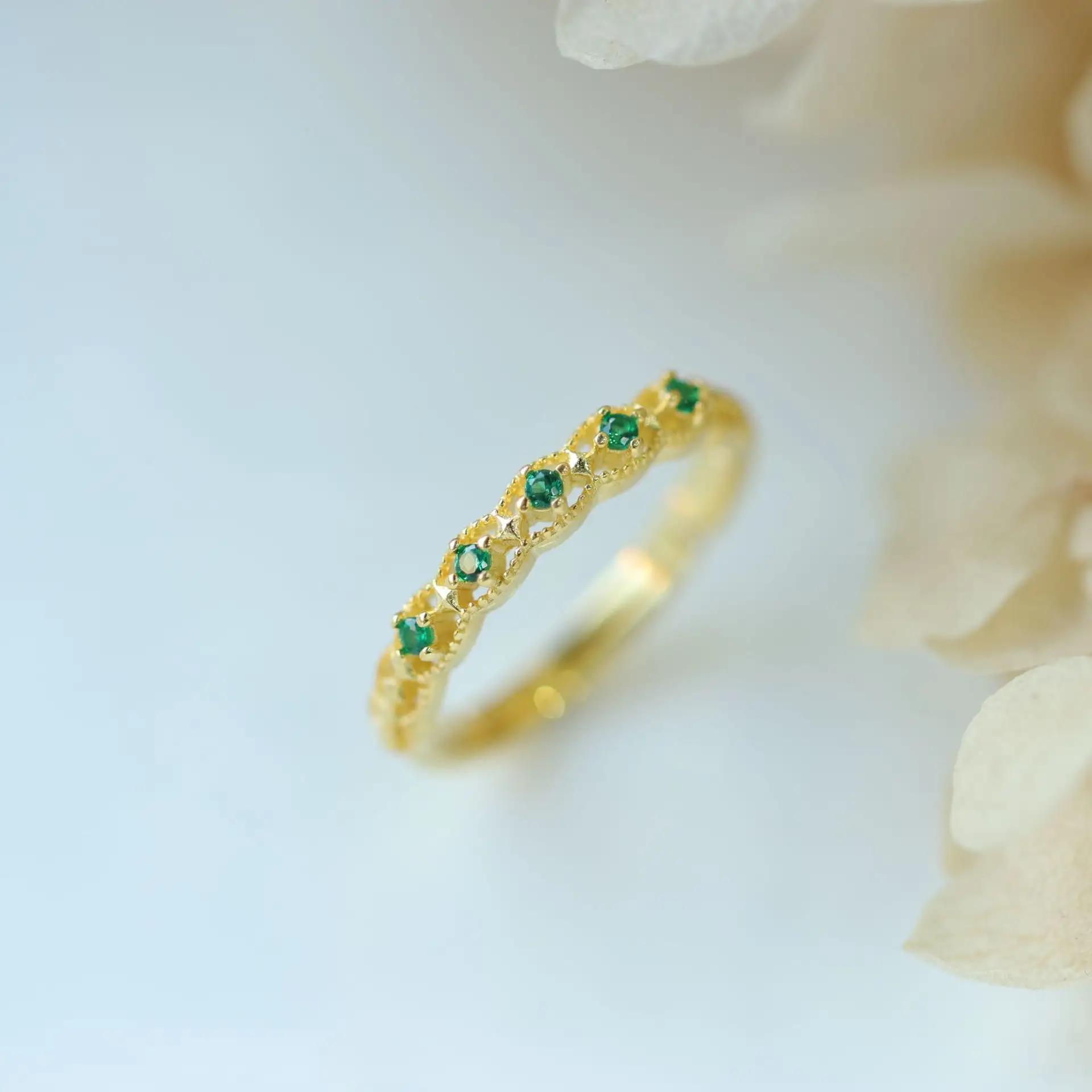 Danyang 925 Sterling Silver Ring Gold Emerald Ring Vintage Paleis Stijl Sieraden Ring Voor Vrouwen Sieraden