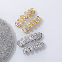 Hot Sale Grillz Hip Hop pour Hommes, entièrement micro-pavé de zircon, style Iced Out, pour Rapper, Scène, Cosplay, Bijoux de décoration dentaire, Vente en gros