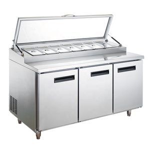 Mostrador Refrigerado Comercial para Pizza, Ensaladas y Sándwiches con Tapa de Vidrio y Mesa de Preparación - Product Image 3