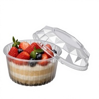 Contenant à dessert jetable en PET transparent cannelé, modèle Z728 Guangdong, avec couvercle dôme, pour cheesecake basque, salade, hamburger (personnalisable)