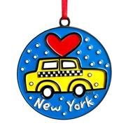 Ornement de Noël en métal émaillé en alliage de zinc durable 2026, taxi de New York, Empire State Building, souvenir, cadeau avec ruban personnalisé