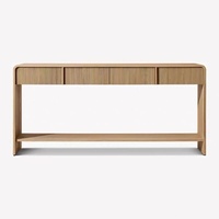 Bureau en bois massif de style campagnard français moderne, style américain du milieu du siècle, long et rectangulaire, mobile, pour entrée, bureau à domicile ou salle d'étude