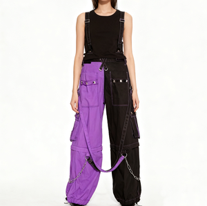 <span class=keywords><strong>Pantaloni</strong></span> gotici da <span class=keywords><strong>uomo</strong></span> Punk Rock a gamba larga con colore a contrasto pantaloncini <span class=keywords><strong>Cargo</strong></span> <span class=keywords><strong>larghi</strong></span> con cerniera a metà vita luce lavaggio OEM - Product Image 5