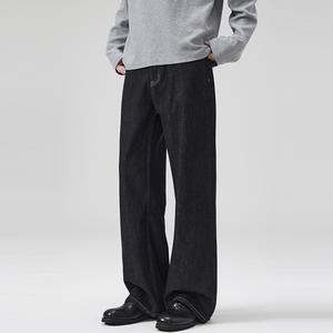 Jean vintage bleu foncé en denim brut, coupe bootcut, respirant, taille mi-haute, Cleanfit, pour hommes et femmes, Printemps-Été - Product Image 5