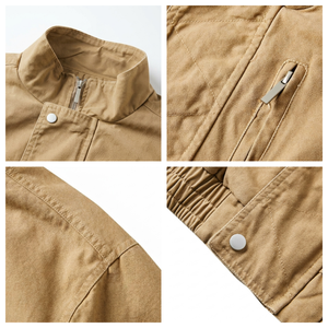 Blouson Bomber Homme Personnalisé en Toile, Coupe Oversize, Col Montant, Fermeture Éclair, Style Workwear Vintage, Veste Décontractée Utilitaire TKAN1001 - Product Image 4